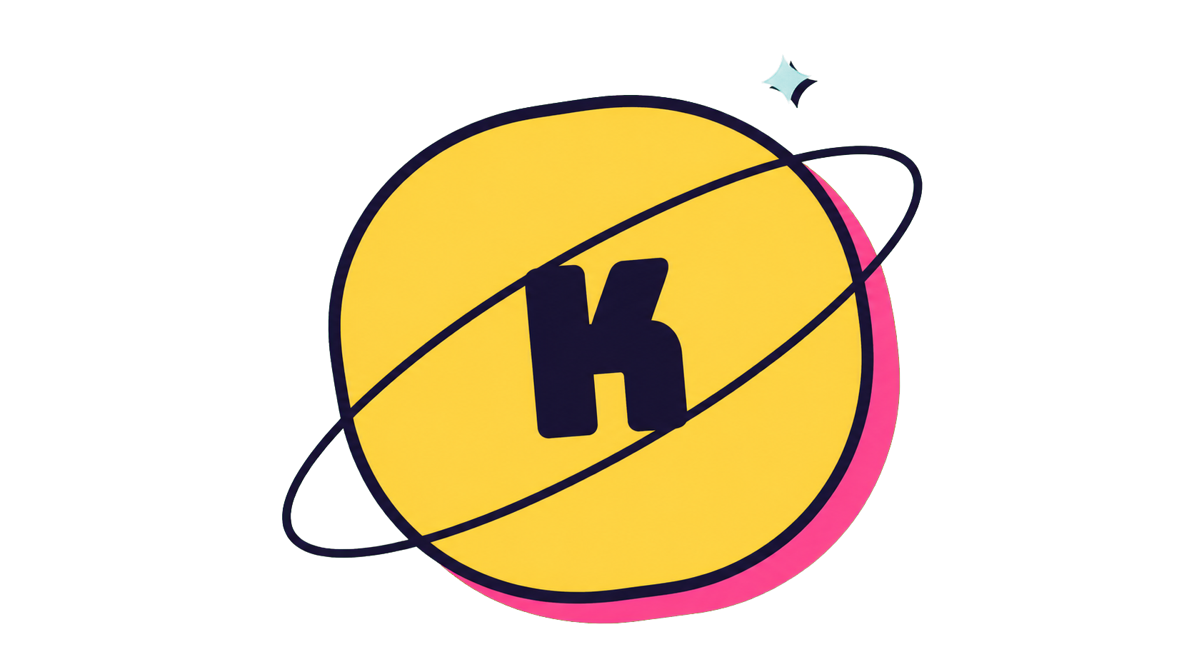 Marca Kiiro: planeta com a letra K e uma órbita